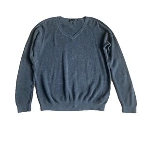 Prana Milani V-Neck Sweater XL Navy Organic Cotton Wool Waffle Knit Lightweight